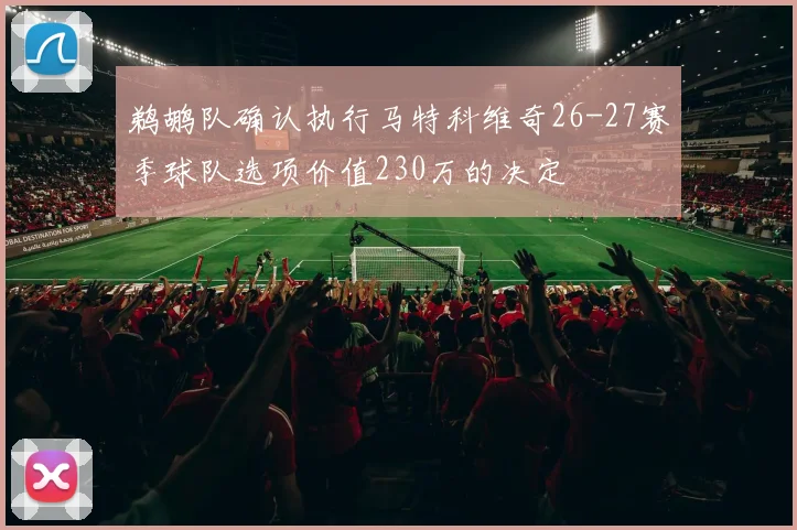 鹈鹕队确认执行马特科维奇26-27赛季球队选项价值230万的决定
